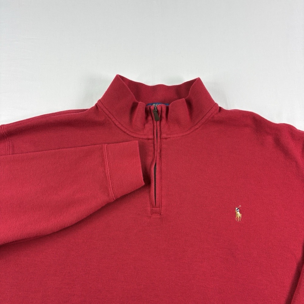 Polo Ralph Lauren Sweater Mens 3XB Big Red 1/4 Zip Estate Rib Pullover